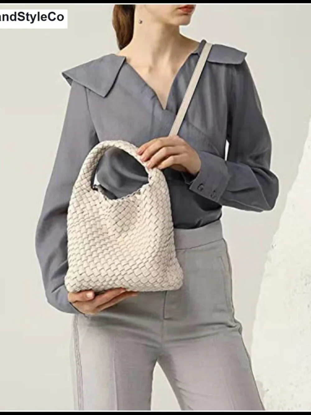 Woven Hobo Crossbody Bag Vegan Leather Mini Clutch Purse Handmade